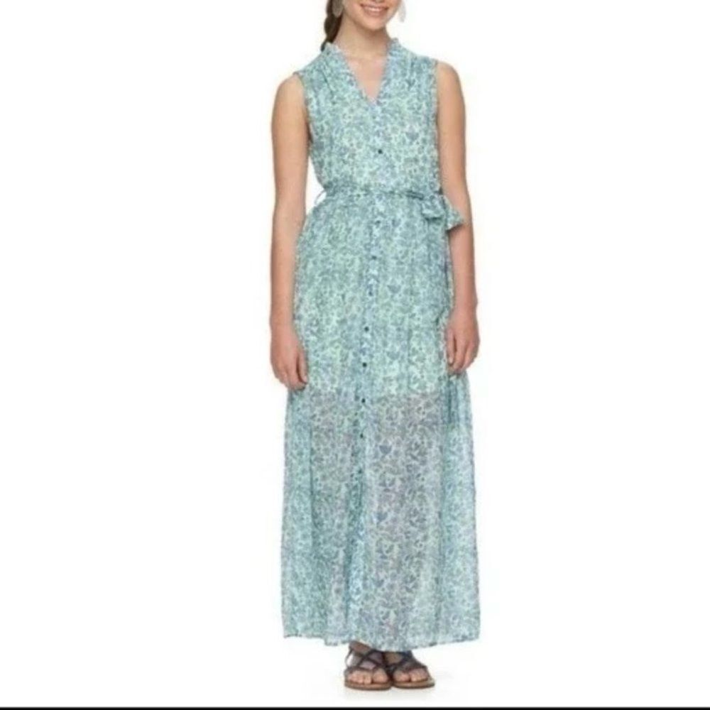 Disney's Alice Through The Looking Glass Button Front Floral Maxi Dress Size S